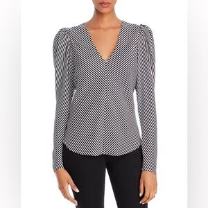 FRAME
Puff-Sleeve Striped Silk Top